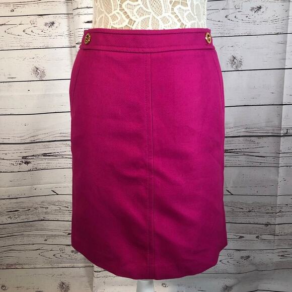 NWT Talbots hot pink gold button pencil skirt size 6 p - Picture 2 of 11
